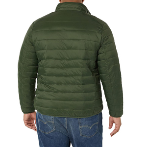 Mens Lightweight Insulated <b>Packable</b> Puffer <b>Jacket</b> with Full Zip Front and Stand Collar in Olive Green for Cold Weather Comfort - Product Image 6