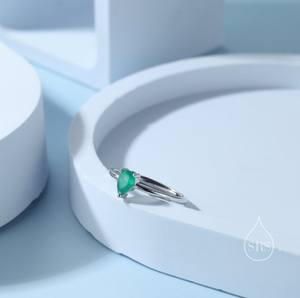 Anillo de Ónix Verde Natural, Plata de Ley 925, 4X6MM, Engaste de Garras, Anillo de Compromiso y Boda de Lujo, Bañado en Rodio, Ajustable - Product Image 2