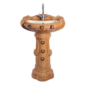 Artículos Sanitarios de porcelana-Juego de pedestal de lavabo de ley grande, fregadero de pie sin lavabo en conjunto de diseñador de color rústico de madera - Product Image 1