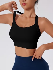 Women Criss <b>Cross</b> Sports Bra | High Impact Hook and Eye Back Closure Gym <b>Top</b> | Polyester Spandex Adjustable Workout Bralette - Product Image 4