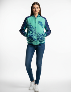 Blouson universitaire matelassé personnalisé 2026 pour femme, doublure polaire en laine, broderie décorative en tissu de coton long - Product Image 1