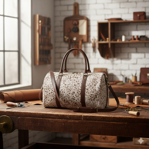 Bolsa de Viaje de Algodón de Lujo con Asas Negras, Cierre de Cremallera, Diseño Espacioso para Viajes de Negocios y Escapadas Elegantes - Product Image 5