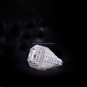 Radiant Cut Moissanite Iced Men's 925 Sterling <b>Silver</b> Hip Hop Cluster <b>Ring</b> Rhodium Plated <b>Statement</b> Luxury Bling Jewelry Gift - Product Image 5