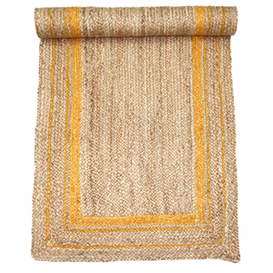 Alfombra de Yute Trenzado Natural 2x3 pies Hecha a Mano Ecológica Antideslizante Rayada Bohemia de Pelo Corto 4x3 pies - Product Image 4