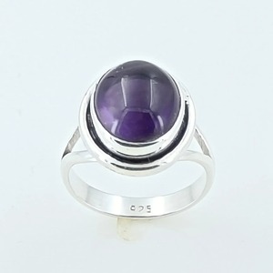 Amethyst <b>Ring</b> Handmade Sterling Silver Bezel Setting Natural Purple Oval Gemstone <b>Boho</b> Jewelry February Birthstone - Product Image 6