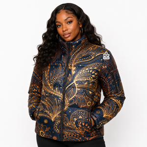 Heritage Masonic Regalia Custom Women's <b>Cropped</b> <b>Puffer</b> <b>Jacket</b> Down Insulated Sublimation Printed Winter Outerwear <b>Jacket</b> - Product Image 1