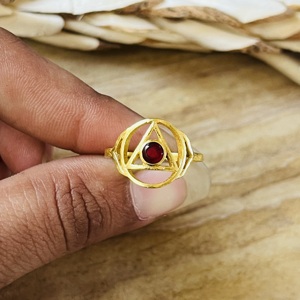 New Arrival Geometric Brass <b>Ring</b> Garnet Boho Tribal <b>Statement</b> <b>Ring</b> Ethnic Design Gold Plated Tringle Wholesale <b>Ring</b> For Women - Product Image 6