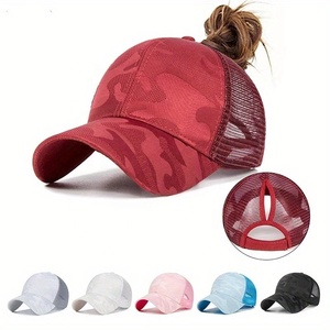 Summer Mesh Trucker Hat <span class=keywords><strong>Snapback</strong></span> Cap Chapeau <span class=keywords><strong>Femme</strong></span> Fashion Messy Hair Bun Ponytail Baseball Caps for Women - Product Image 1