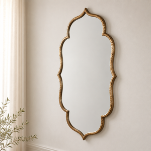 Gold <b>Moroccan</b> Scalloped Wall <b>Mirror</b> Antique Brass Frame Decorative <b>Mirror</b> For Living Room Bedroom Wall Decor - Product Image 4