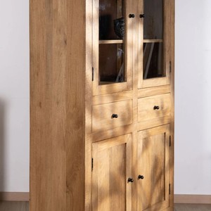 Vandana Amber Aspect-style mango wood <b>sideboard</b> with glass doors Sarah - Product Image 6