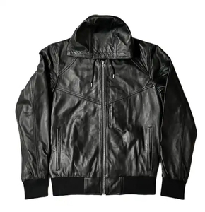 Conjunto Deportivo de Invierno para Hombre, de Cuero Genuino Premium, con Capucha y Transpirable, Chaqueta y Pantalón de Cuero de Lujo, Moda Urbana - Product Image 4