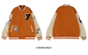 Blouson Bomber Vintage Homme en Polyester avec Broderie Frontale et Patchwork, Style Moto et Baseball, Coupe Ample, Automne Hiver - Product Image 6