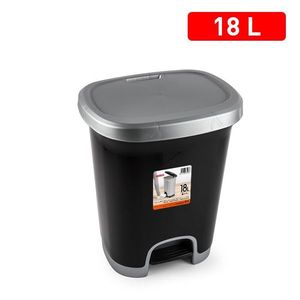 CUBO PEDAL 18L Cestino Nero con Coperchio Argento Design Flip-Top, Contenitore Funzionale per Rifiuti - Product Image 3