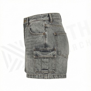 Shorts en jean tendance pour femme, taille mi-haute, super déchirés, délavés, style streetwear décontracté d'été, couleur personnalisable, mode - Product Image 3