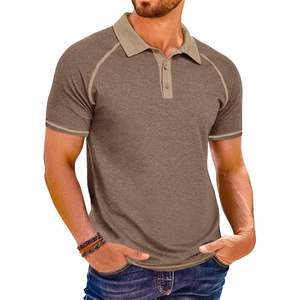 2025 hommes décontracté solide pour polos à manches courtes léger extensible haut de Golf pour la plage d'été ton foncé hauts raglan - Product Image 5