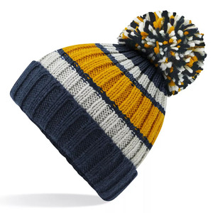 Striped Knit <b>Beanie</b> Hat <b>with</b> <b>Pom</b> <b>Pom</b> <b>Beanie</b> Casual Wear Winter Computer Knitted Unisex Wear <b>Beanie</b> Cold Weather Wear <b>Beanie</b> - Product Image 4