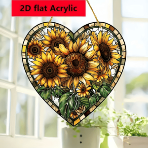 CIFbuy Acrylic Window Hanging Sun Catcher Stile Rustico Girasole Cuore Decorazione Murale Piatta per Casa Regalo di Natale su TikTok - Product Image 1