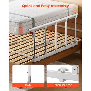 Barrière de lit pliable réglable en hauteur, haute résistance, pour personnes âgées, 48 dispositifs d'assistance au lit avec sangle de fixation - Product Image 5