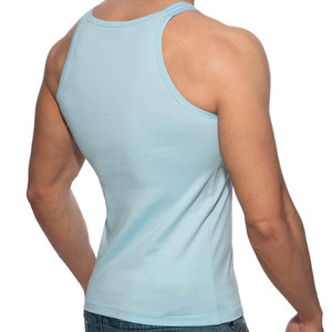 Camiseta sin mangas de poliéster transpirable OEM, ajustada al cuerpo, para fitness, entrenamiento, deportiva, moderna, para gimnasio. - Product Image 3