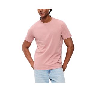 เสื้อยืดผู้ชายสีชมพูล้วน แขนสั้น คอกลม สไตล์ลำลอง เรียบง่าย นุ่ม ระบายอากาศได้ดี น้ำหนักเบา ใส่ได้ทุกวัน ผลิตโดย OEM - Product Image 3