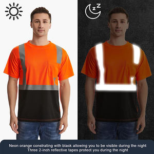 Polo de sécurité réfléchissant avec bandes réfléchissantes Classe 2, T-shirt orange haute visibilité, manches courtes, personnalisable - Product Image 3