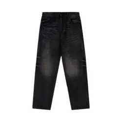 Jeans para Hombre de Algodón, Pantalones Resistentes de Alta Calidad, Corte Recto, Estilo Desgastado, Lavado con Efecto de Barro, Ajuste Holgado - Product Image 6