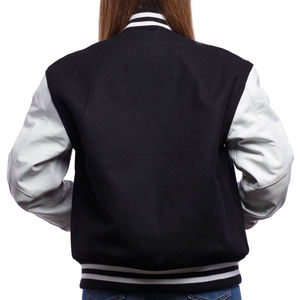 Veste universitaire en cuir unie pour femme, personnalisable avec impression graphique de votre propre marque - Product Image 2