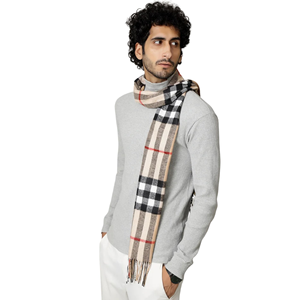 <b>Men's</b> Classic Checkered <b>Wool</b> <b>Scarf</b> Long Thermal Winter <b>Scarf</b> For Adults Insulation Warmth Apparel - Product Image 2