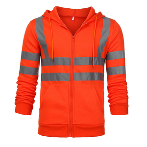Chaqueta de Trabajo Impermeable de Alta Visibilidad con Cremallera Reflectante, Sudadera con Capucha de Seguridad, Uniforme de Manga Larga para Tráfico Vial - Product Image 3
