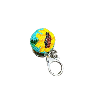 Portachiavi Artigianale Indiano in Pelle con Motivo Floreale Bohémien, Stile <span class=keywords><strong>Etnico</strong></span> con Perline, Souvenir Artigianale - Product Image 3