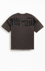 T-shirt noir à manches courtes pour homme, coupe classique, col roulé, imprimé dessin animé blanc délavé à l'acide, style hip-hop, respirant, 100 % coton - Product Image 6