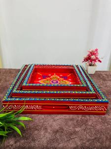 Bandeja de Madera Estampada Estilo Boutique, Bandeja de Madera Personalizada con Estampado para Decoración de Hogar de Lujo, Bandeja de Servicio al por Mayor - Product Image 3