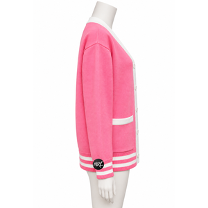 Cardigan tricoté pour femme, motif pied-de-poule bleu et blanc, col en V, manches longues, décontracté, automne, 100% acrylique, poches, simple boutonnage, vente en gros - Product Image 2