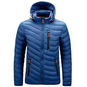 Veste d'hiver rembourrée en duvet avec capuche, légère et chaude, en nylon, pour homme, avec logo personnalisé, pour l'extérieur - Product Image 2