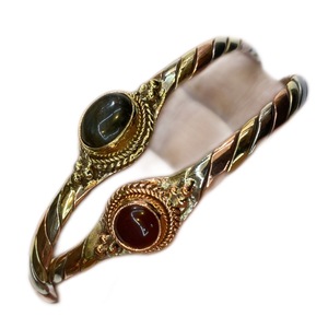 Brass Charm Bracelet 3 Metal <b>Wire</b> Yingyang Brass Bangles - Product Image 2