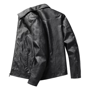 All-New Premium Quality Coated Woven Stand Collar Men's Autumn <b>Leather</b> Varsity <b>Jacket</b> Custom Plus Size Front Hooded Pockets - Product Image 2