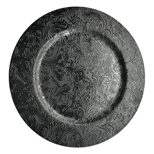 Wholesale Modern Round Silver Metal Charger <b>Plates</b> With Embossed Leaf Edge Design Wedding Party Dining Table Decoration - Product Image 4