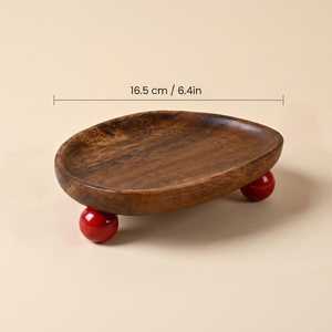 Plateau ovale en bois avec pieds boule, organiseur de bijoux, rangement pour coiffeuse, décoration, ensemble de plateaux décoratifs ovales en bois - Product Image 6