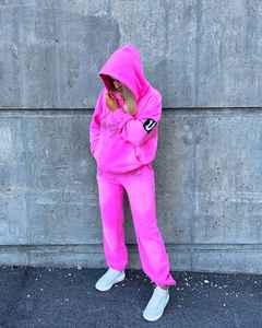 Conjunto de Sudadera con Capucha y Pantalones Deportivos Bordados con Pedrería, Estilo Vintage Desteñido al Sol para Hombre - Product Image 2