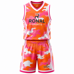 ชุดเสื้อบาสเก็ตบอลผู้ชาย RONAL SPORTS ลายพราง แขนกุด คอวี ระบายอากาศได้ดี ผลิตจากโพลีเอสเตอร์ เหมาะสำหรับทุกฤดูกาล - Product Image 1
