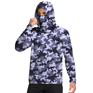 Custom Masked Fishing Hoodie UPF 50 Long Sleeve Fishing Wear UV Protection Quick Dry Hooded Fishing Shirts for Men - Product Image 1