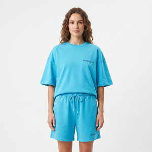 Women's Cotton Oversized Crop Top and Above Knee Shorts Two Piece Set Matching Clothing. Shorts and Shirt Set - Product Image 5
