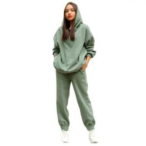 2024 personnalisé qualité femmes Fitness entraînement Jogging ensembles pull à capuche pantalons de survêtement 100% coton 2 pièces survêtement à capuche survêtement - Product Image 4