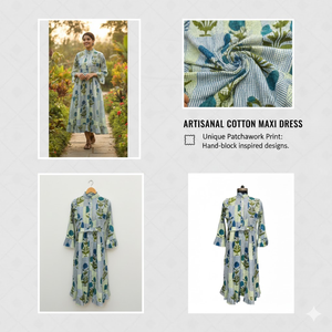 เดรสผ้าฝ้ายคอตั้งแต่งระบายสไตล์วิคตอเรียน พิมพ์ลายดอกไม้ทำมือ แขนยาว จับจีบเป็นชั้นๆ ทรงแม็กซี่ สำหรับผู้หญิง ผลงานชิ้นเอกประจำฤดูร้อน - Product Image 4