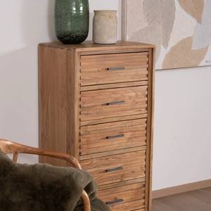 Cómoda vertical de 5 cajones Vandana Royal Form en madera de acacia con frentes acanalados - Product Image 6