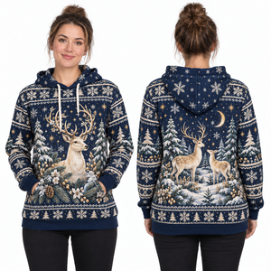 Women's Christmas Santa Solid Hooded Sweatshirt Full Sleeve Knitted Pullover Pockets Breathable Windproof Streetwear Winter Wear - Product Image 3