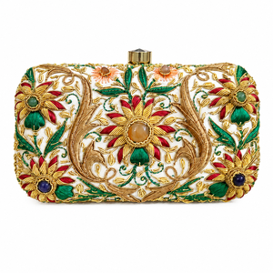 Metal <b>Frame</b> Embroidered Purse Floral Hand Clutch Bag Decorative Evening Bag for Wedding Party Fashion Accessories - Product Image 1