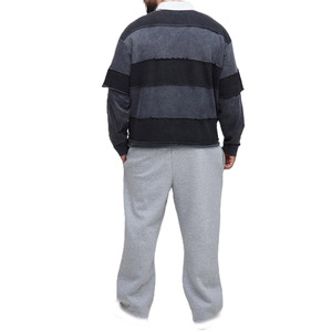 Camiseta de hombre con logo personalizado, de uso diario, con rayas en los paneles, manga larga, cuello rugby, rayas en los paneles, algodón orgánico puro, fabricante OEM al por mayor. - Product Image 2