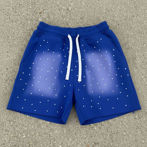 Pantalones Cortos de Chándal Personalizados de Verano 2026 para Hombre, 100% Algodón, Estilo Baggy, con Efecto Desgastado, Estampado Puff, Bordado, Pedrería y Lavado Ácido, Color Liso - Product Image 5