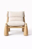 Chaise longue contemporaine de luxe en bois avec coussin en daim, design sculptural en chêne pour salon, chambre et hôtel